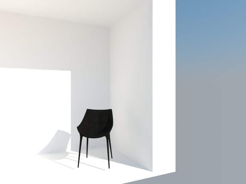 rendered by vray, it do not show chair details like material texture and shape of the chair