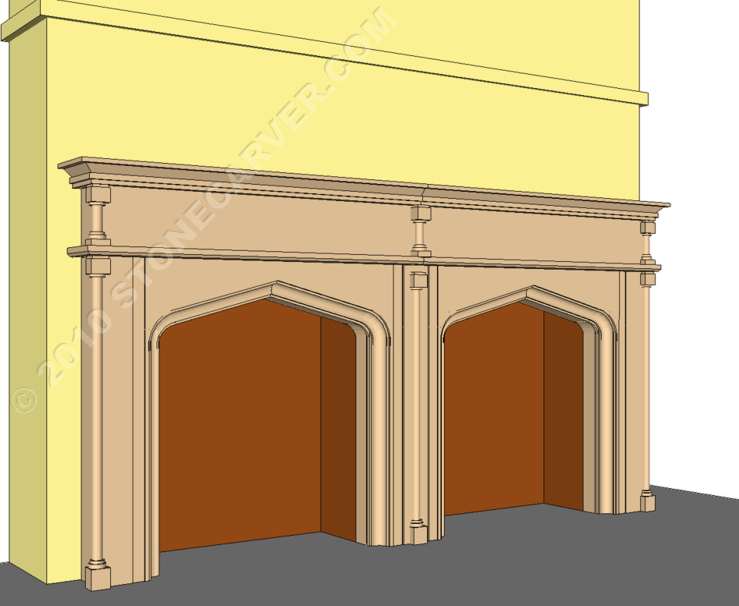 Sketchup 3.0 model for a double tudor fireplace