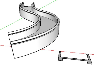 sloping curved ramp using extrude along path tool