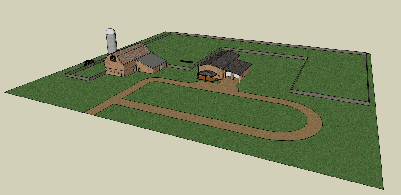 This is a replica of my farm it's not to scale or any thing but it is a start. Oh another thing check out some of my other models in the 3D Warehouse
