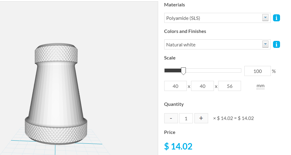 In the 3D print it'll be 56 millimeters tall.