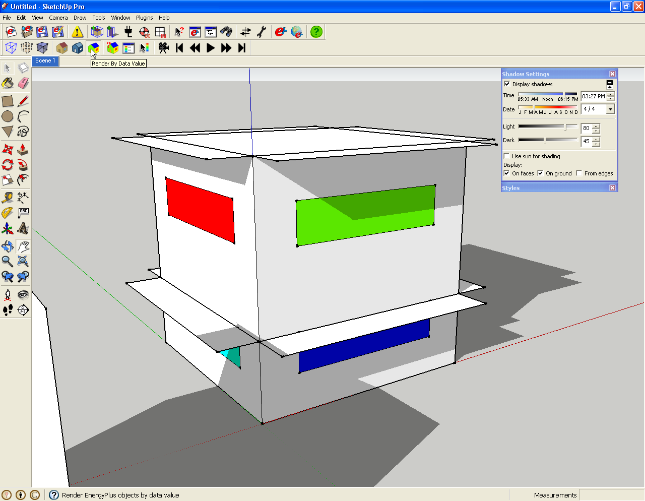 Sunlit fraction results viewed in SketchUp