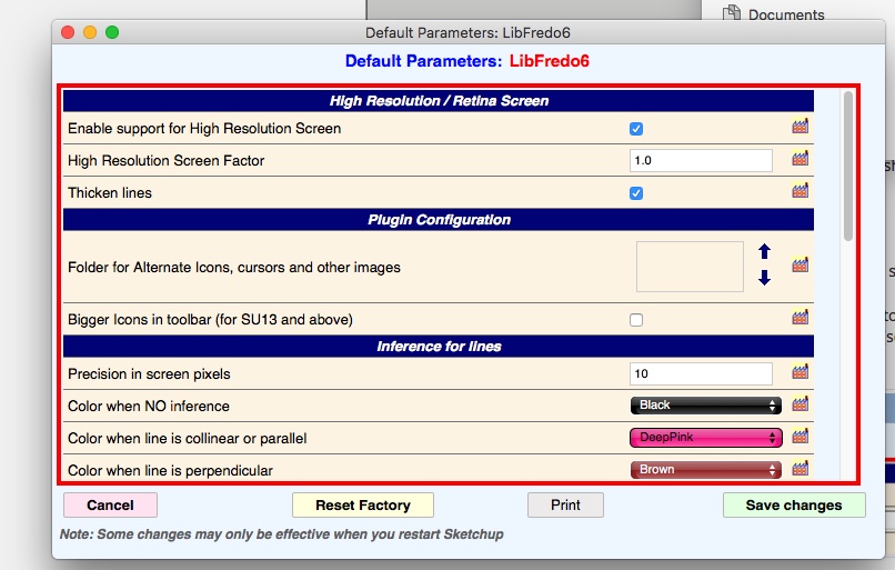 LibFredo default parameters