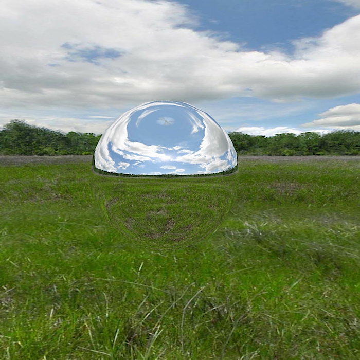 Sphere test using sky-image. Render time 11 sec using preset 06. PhotonMap - Medium + AA