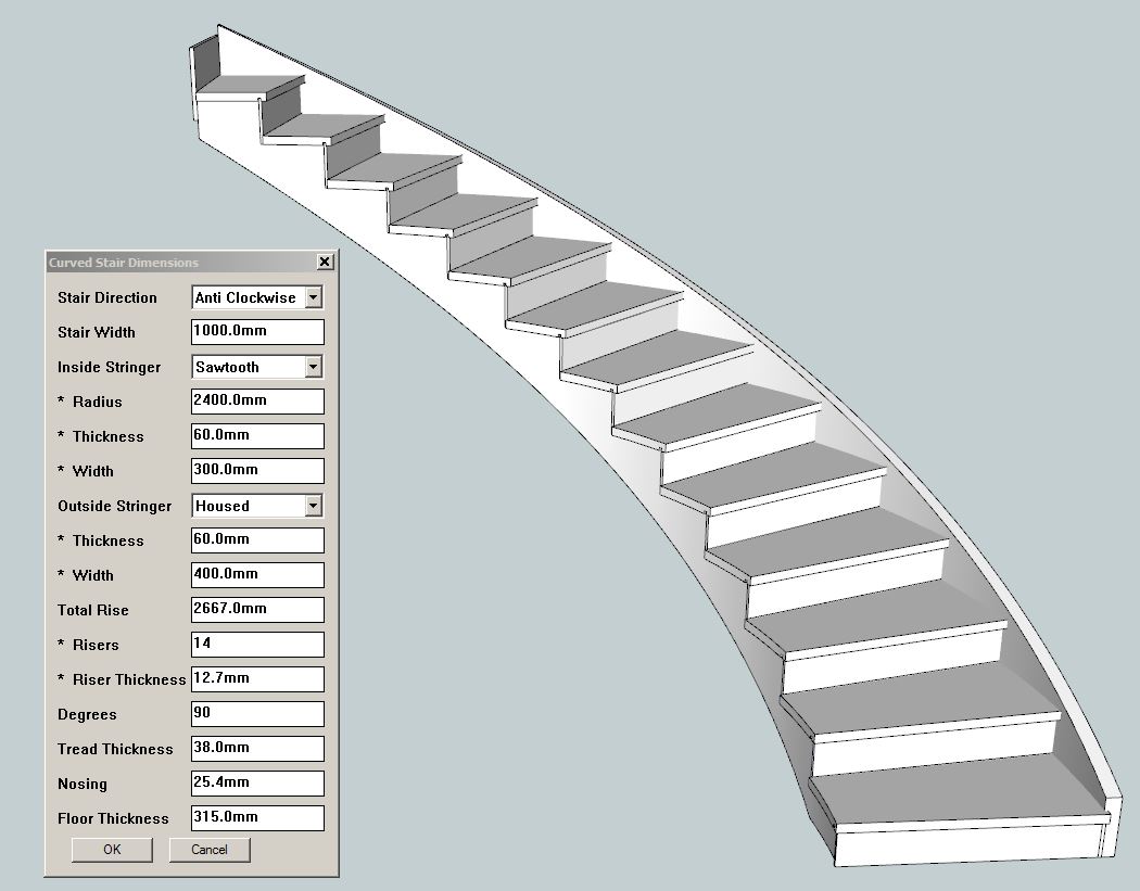 Curved Stair showing plugin input box