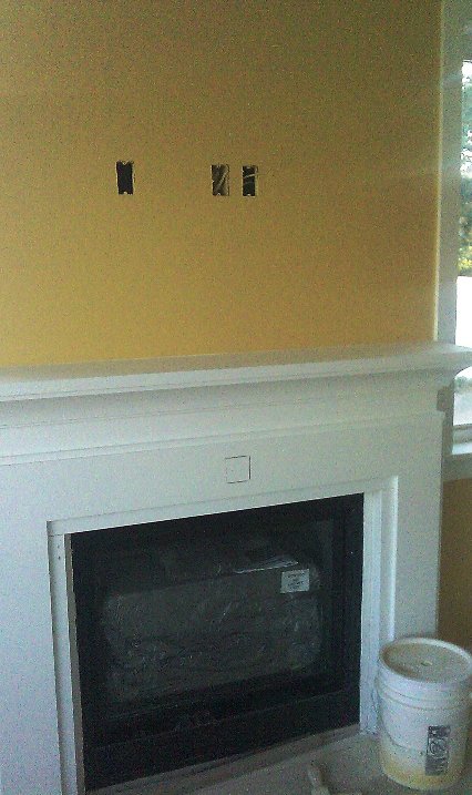 Family room Fireplace.  Accent tiles to come