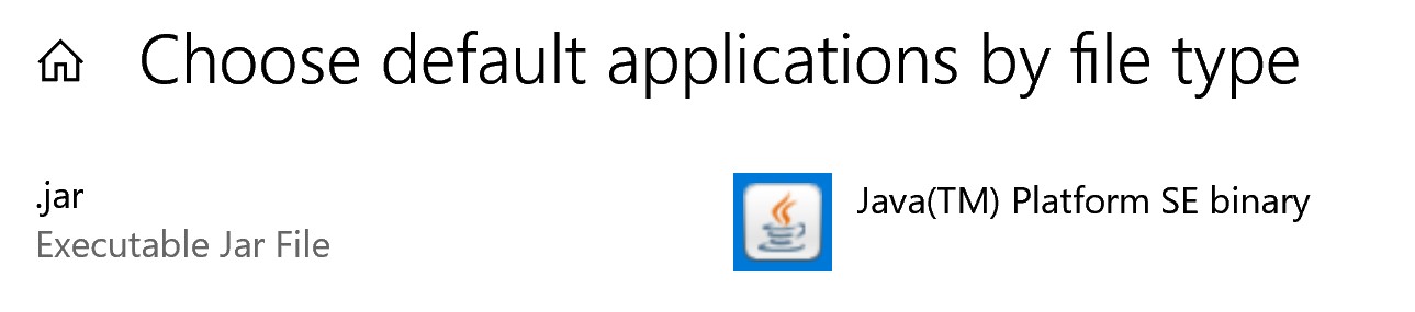 Java file-type default