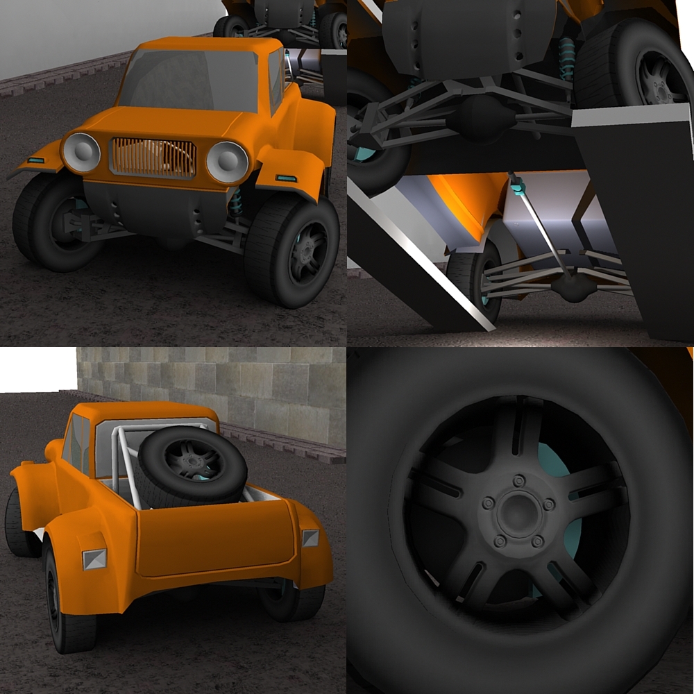 Somewhere between 5:30 and 6 hours of work including textures. (wheelarch shade and wheels)