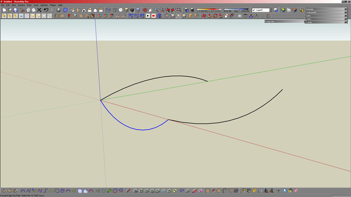 after drawing 3 curves I click on EEbR icon and select my 1st curve (profile, melding)