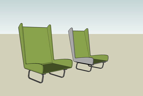 The first chair was built using the pushpull method and the second by intersecting shapes.