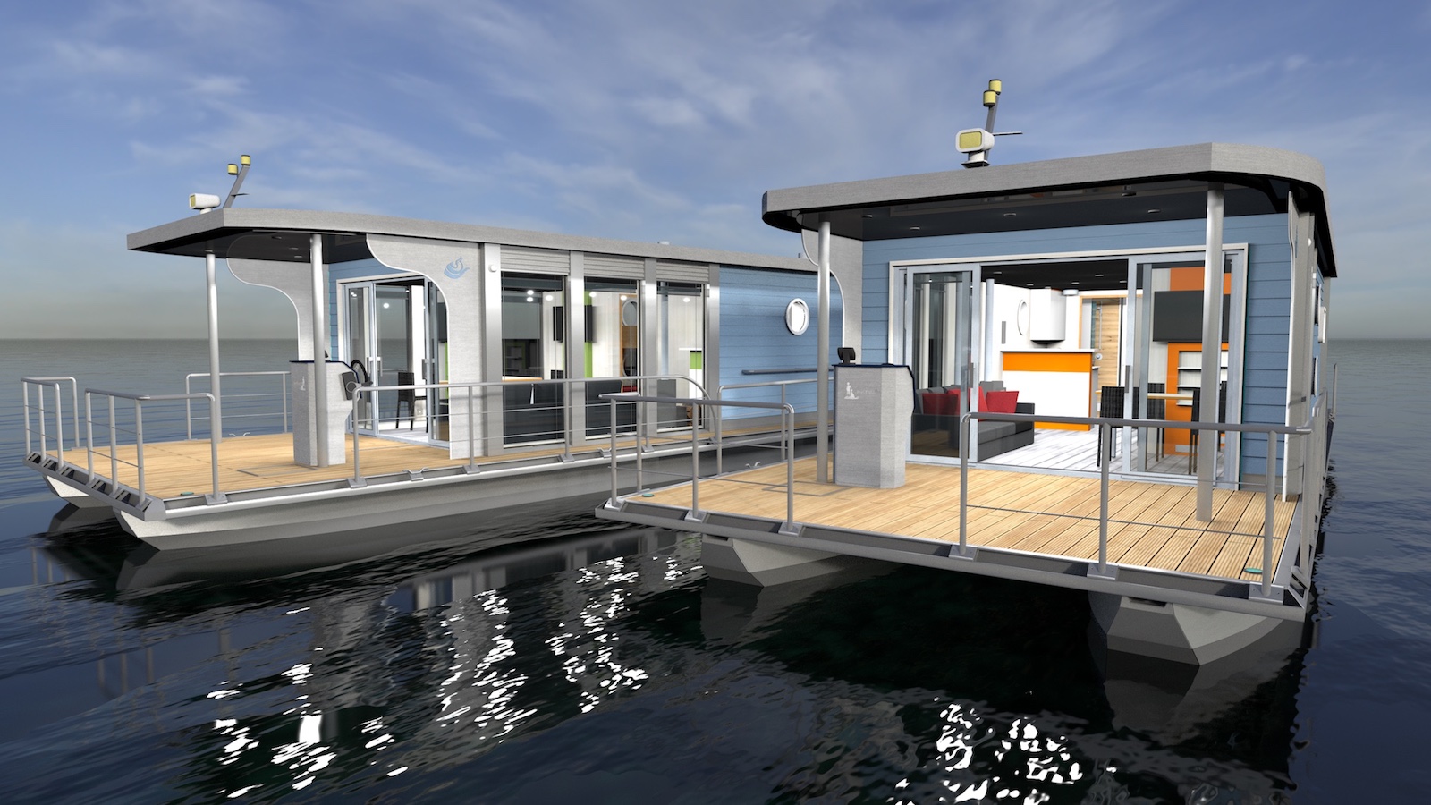 House-Boat Render with Waves