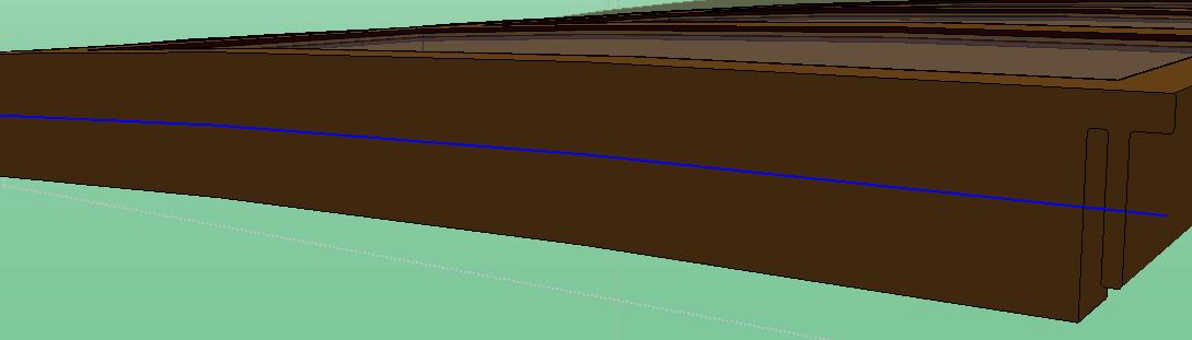 Shows the line from the other end, here I've selected extra, to allow an overhang to be sure I'm not leaving a gap at one end