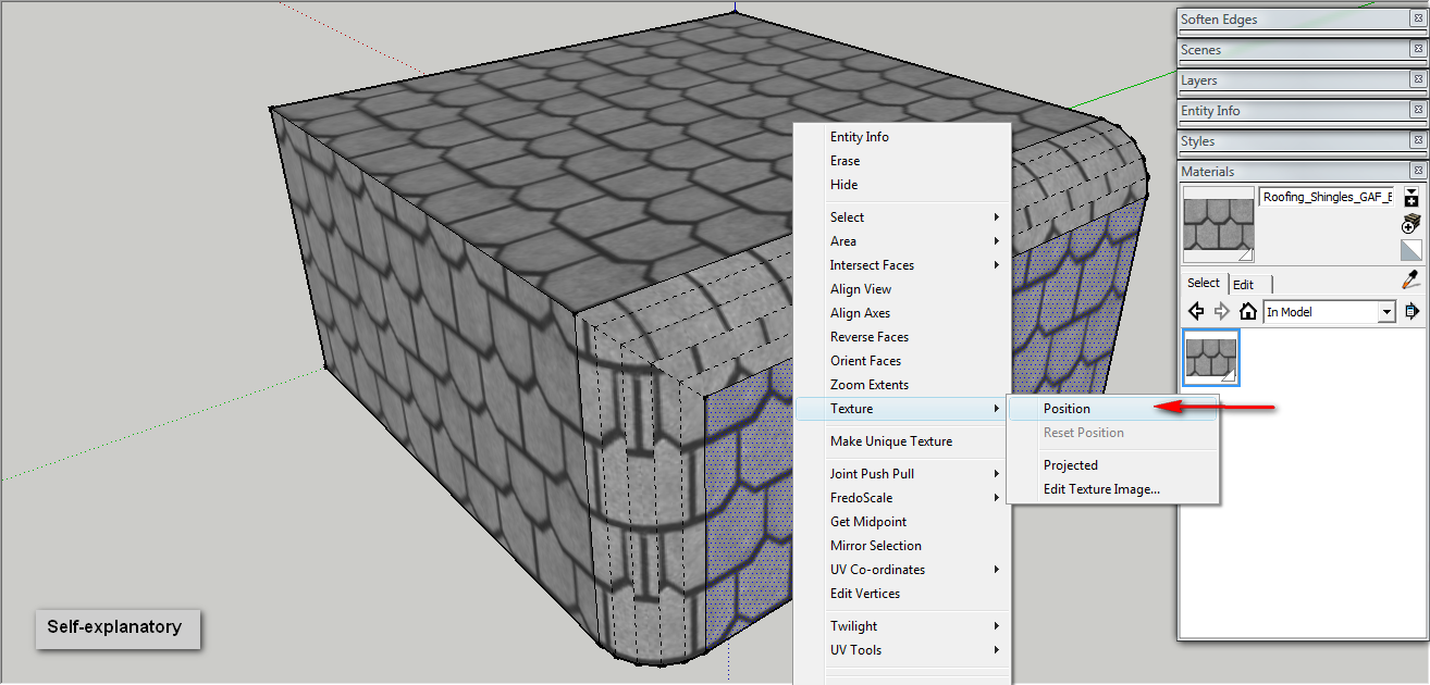 step2: Select Texture -> Position for one face, at your choice.