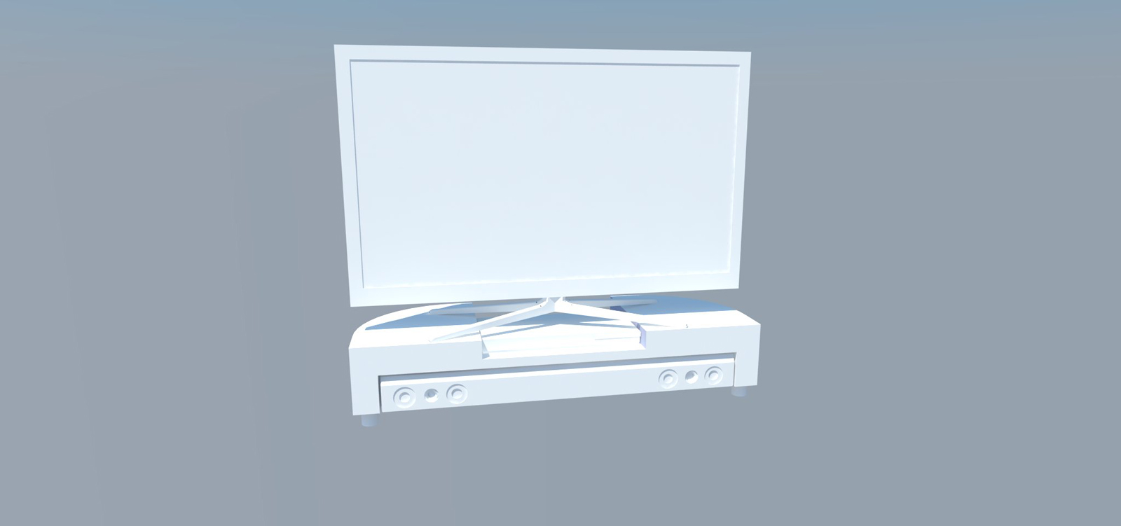 The TV stand rendered in Sketchup with Vray but without in colours