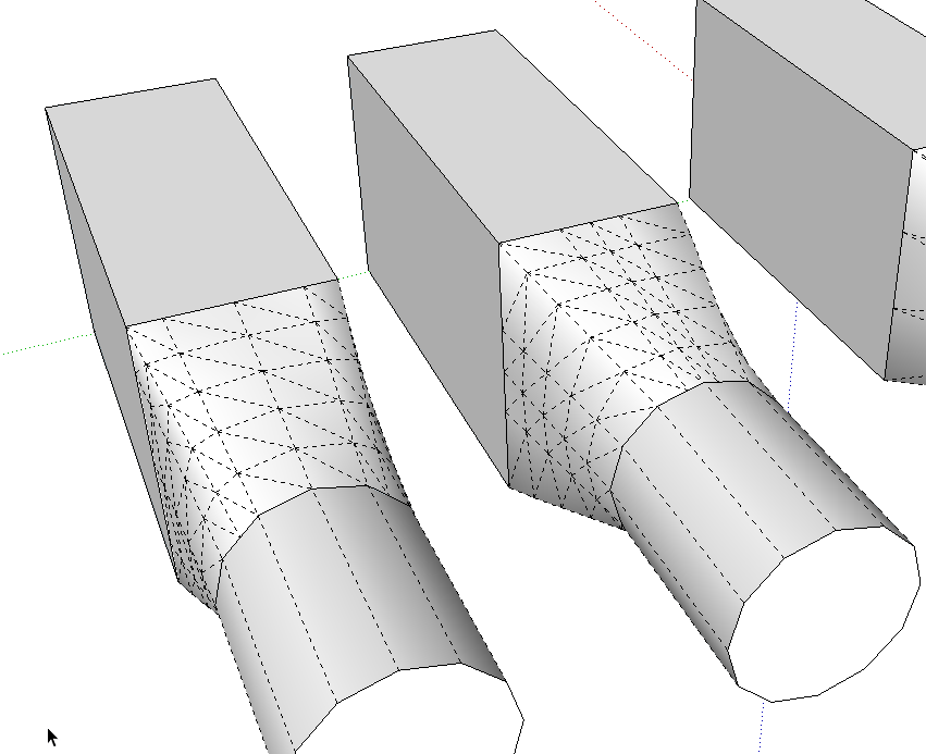 Undivided edges on the left, divided edges second from left.