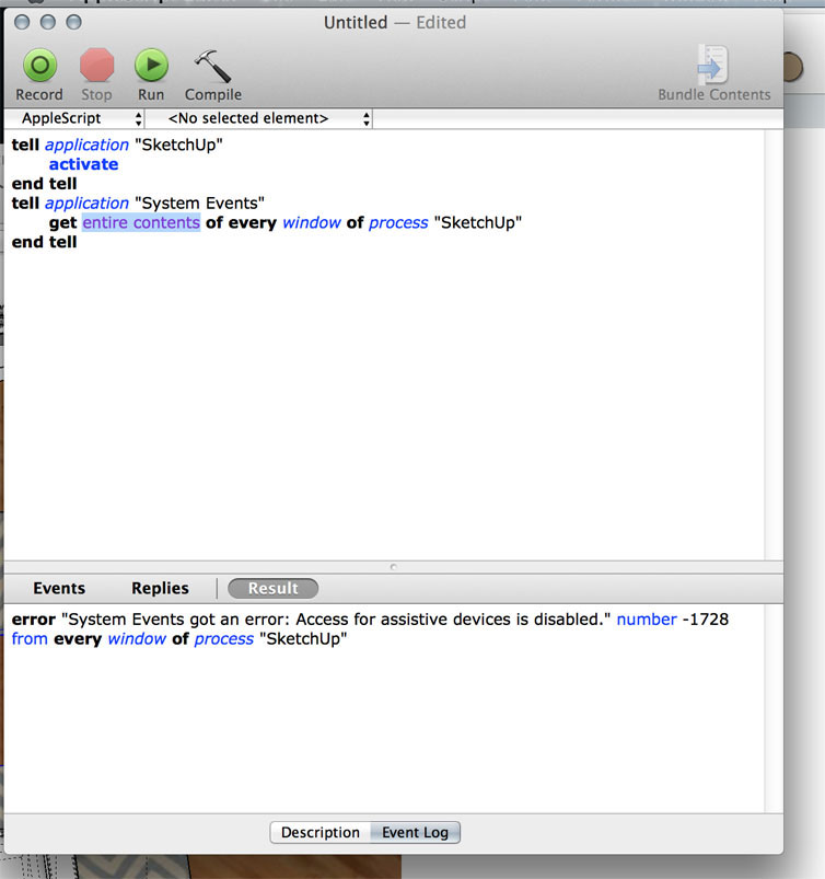 apple script editor results