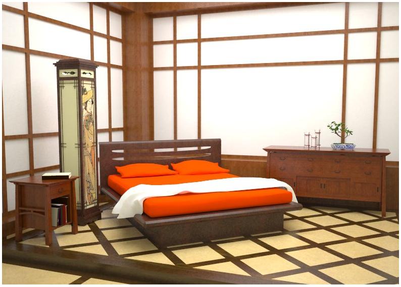 japanese inspired bed area