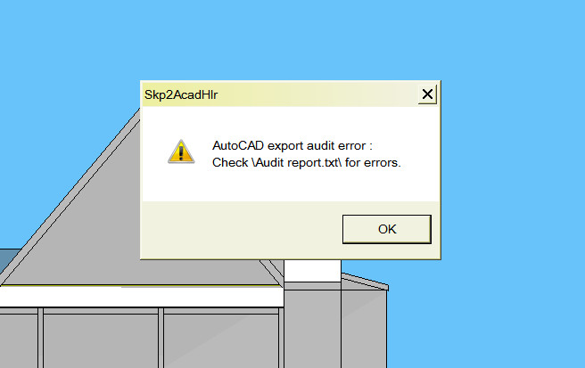 Error message when exporting a 2d graphic to dwg.