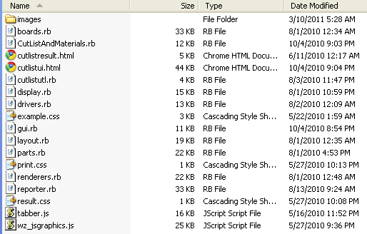 Cutlist Folder Contents