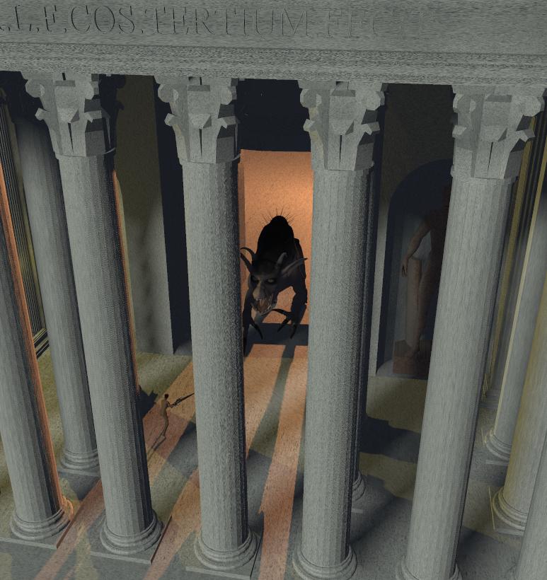 Sketchup Pantheon with some Poser figures and lights ...