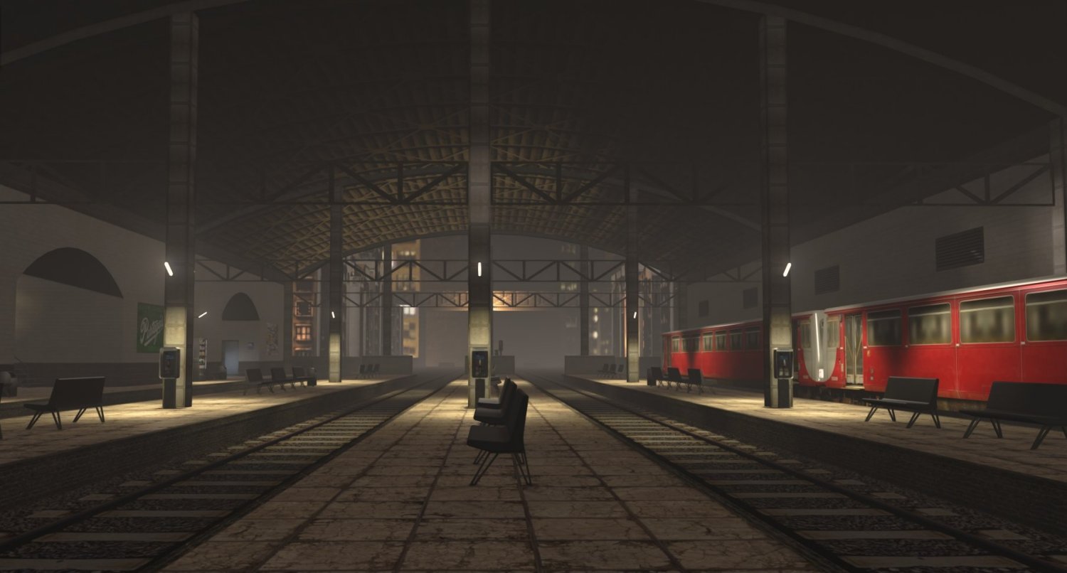 Train station at midnight
